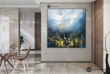 Load image into Gallery viewer, Blue White Gold Handmade Abstract Paintings Office Decor Fp044