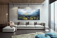 Load image into Gallery viewer, Blue White Gold Handmade Abstract Paintings Office Decor Fp044