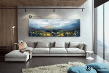Load image into Gallery viewer, Blue White Gold Handmade Abstract Paintings Office Decor Fp044