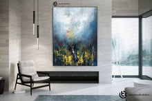 Load image into Gallery viewer, Blue White Gold Handmade Abstract Paintings Office Decor Fp044
