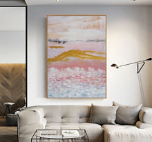 Load image into Gallery viewer, Gold Pink Abstract Painting  Large Wall Decor Op078