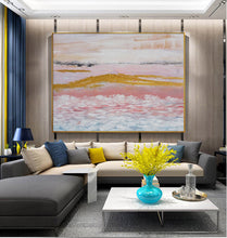 Load image into Gallery viewer, Beige Pink Gold Painting Big Painting for Living Room Op014