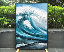 Load image into Gallery viewer, Textured Ocean Waves Wall Art Large Canvas Artwork for Sale Gp083