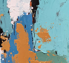 Load image into Gallery viewer, Blue White Gold Abstract Art Painting Modern Office Art