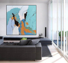 Load image into Gallery viewer, Blue White Gold Abstract Art Painting Modern Office Art