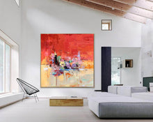 Load image into Gallery viewer, Red Abstract Painting on Canvas Colorful Abstract Painting NP053
