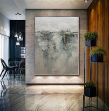 Load image into Gallery viewer, Gray Gold Abstract Painting on Canvas Original Canvas Wall Art Yp008