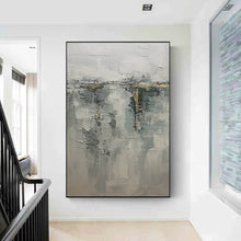 Load image into Gallery viewer, Gray Gold Abstract Painting on Canvas Original Canvas Wall Art Yp008