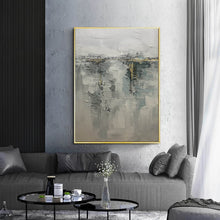 Load image into Gallery viewer, Gray Gold Abstract Painting on Canvas Original Canvas Wall Art Yp008