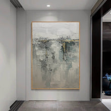 Load image into Gallery viewer, Gray Gold Abstract Painting on Canvas Original Canvas Wall Art Yp008
