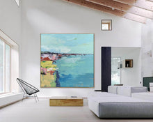 Load image into Gallery viewer, Blue Yellow Landscape Textured Wall Art Original Painting on Canvas Np085