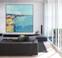 Load image into Gallery viewer, Blue Yellow Landscape Textured Wall Art Original Painting on Canvas Np085