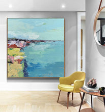 Load image into Gallery viewer, Blue Yellow Landscape Textured Wall Art Original Painting on Canvas Np085