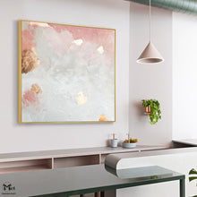 Load image into Gallery viewer, Gold Leaf Pink Abstract Wall Art Gold Abstract Painting Ap125