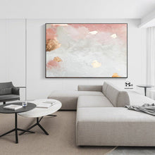Load image into Gallery viewer, Gold Leaf Pink Abstract Wall Art Gold Abstract Painting Ap125