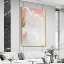 Load image into Gallery viewer, Gold Leaf Pink Abstract Wall Art Gold Abstract Painting Ap125