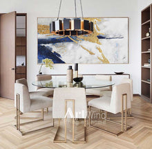 Load image into Gallery viewer, Large Gold Painting Navy Blue Wall Art Royal Blue Painting Modern Wall Art dp038