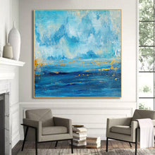 Load image into Gallery viewer, Oversized Art for Sale Ocean Landscape Painting Blue Abstract Painting Gp074