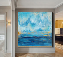 Load image into Gallery viewer, Oversized Art for Sale Ocean Landscape Painting Blue Abstract Painting Gp074