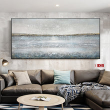Load image into Gallery viewer, Large Abstract Painting Grey Seascape Painting Beach Painting Qp050