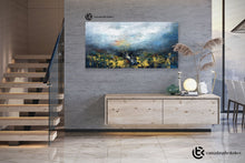 Load image into Gallery viewer, Blue White Gold Handmade Abstract Paintings Office Decor Fp044