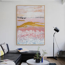 Load image into Gallery viewer, Gold Pink Abstract Painting  Large Wall Decor Op078