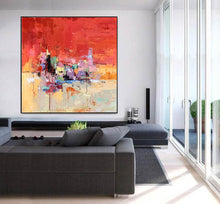 Load image into Gallery viewer, Red Abstract Painting on Canvas Colorful Abstract Painting NP053
