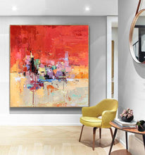 Load image into Gallery viewer, Red Abstract Painting on Canvas Colorful Abstract Painting NP053
