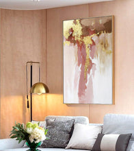 Load image into Gallery viewer, Pink and Gold Leaf Art Original Abstract Painting On Canvas Ap128