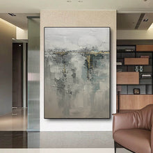 Load image into Gallery viewer, Gray Gold Abstract Painting on Canvas Original Canvas Wall Art Yp008