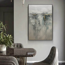 Load image into Gallery viewer, Gray Gold Abstract Painting on Canvas Original Canvas Wall Art Yp008