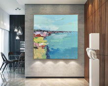 Load image into Gallery viewer, Blue Yellow Landscape Textured Wall Art Original Painting on Canvas Np085