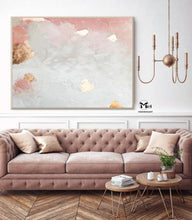 Load image into Gallery viewer, Gold Leaf Pink Abstract Wall Art Gold Abstract Painting Ap125