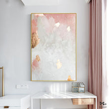 Load image into Gallery viewer, Gold Leaf Pink Abstract Wall Art Gold Abstract Painting Ap125