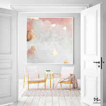 Load image into Gallery viewer, Gold Leaf Pink Abstract Wall Art Gold Abstract Painting Ap125