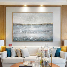 Load image into Gallery viewer, Large Abstract Painting Grey Seascape Painting Beach Painting Qp050