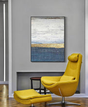 Load image into Gallery viewer, Deep Blue White Painting on Canvas Gold Leaf Abstract Painting Op042