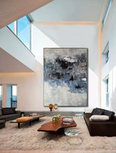 Load image into Gallery viewer, Gray Blue White Abstract Painting Contemporary Wall Art Op100