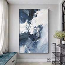 Load image into Gallery viewer, Large Navy Blue Abstract Painting 3D Texture Canvas Abstract Painting Kp009