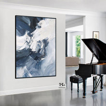 Load image into Gallery viewer, Large Navy Blue Abstract Painting 3D Texture Canvas Abstract Painting Kp009