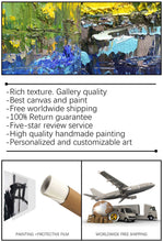 Load image into Gallery viewer, Deep Blue White Painting on Canvas Gold Leaf Abstract Painting Op042