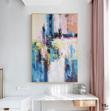 Load image into Gallery viewer, Colorful Abstract Painting Pink And Blue Canvas Painting Ap114