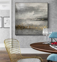 Load image into Gallery viewer, Black Gray Gold Abstract Painting Original Art Op096