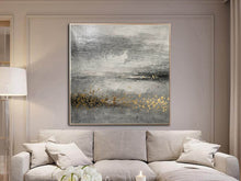 Load image into Gallery viewer, Black Gray Gold Abstract Painting Original Art Op096
