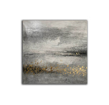Load image into Gallery viewer, Black Gray Gold Abstract Painting Original Art Op096
