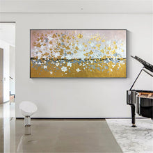Load image into Gallery viewer, Gold And Silver Handmade Acrylic Canvas Texture Abstract Art Gp051