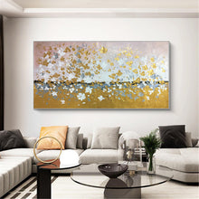 Load image into Gallery viewer, Gold And Silver Handmade Acrylic Canvas Texture Abstract Art Gp051