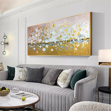 Load image into Gallery viewer, Gold And Silver Handmade Acrylic Canvas Texture Abstract Art Gp051