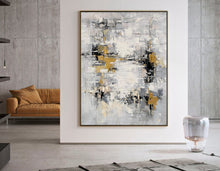 Load image into Gallery viewer, Grey Gold Abstract Painting Extra Large Wall Art For Living Room Np017