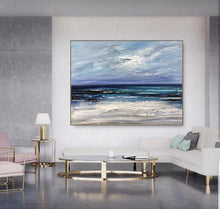 Load image into Gallery viewer, Large Blue Sea Abstract Art Dark Blue Ocean Abstract Painting Np048